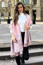 Rose Pastel & Silver Grey Polar cotton shawl – Andean Essence Collection - Image 3