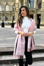 Rose Pastel & Silver Grey Polar cotton shawl – Andean Essence Collection