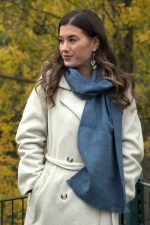 Blue Heather Baby Alpaca Scarf – Soft Blue and Light Grey Blend – Luxury Natural Fiber - Image 2