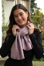 Palo Rosa Baby Alpaca Scarf – Rose Heather with Grey and Camel Accents – Pure Andean Elegance
