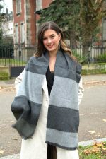 Baby Alpaca Scarf – Gradient Soft Grey, Green & Beige Shades for Timeless Style - Image 2