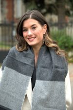 Baby Alpaca Scarf – Gradient Soft Grey, Green & Beige Shades for Timeless Style - Image 4