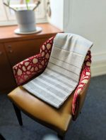 Beige & Grey Gradient Baby Alpaca Throw – Soft Striped Luxury Blanket | Andean Craftsmanship - Image 2