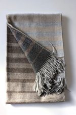 Beige & Grey Gradient Baby Alpaca Throw – Soft Striped Luxury Blanket | Andean Craftsmanship
