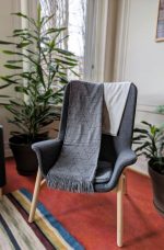 Anthracite Geometric Baby Alpaca Throw – Elegant Dark Grey Luxury Blanket - Image 6