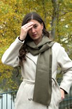 Olive Green Baby Alpaca Scarf – Timeless Natural Elegance in Pure Andean Softness - Image 3