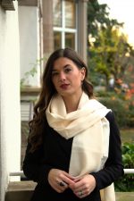 Solid color Baby Alpaca Scarf – 100% Baby Alpaca | Grey & Beige| Ethical Peruvian Luxury - Image 4