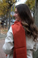 Pure Baby Alpaca Scarf – Deep Vibrant Orange for Bold, Timeless Elegance - Image 6